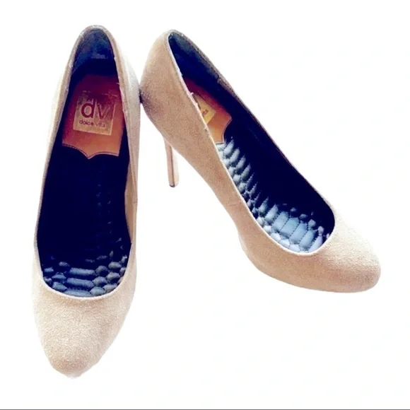 Dolce Vita Tan Suede Hidden Platform Heels 7 - Picture 1 of 8